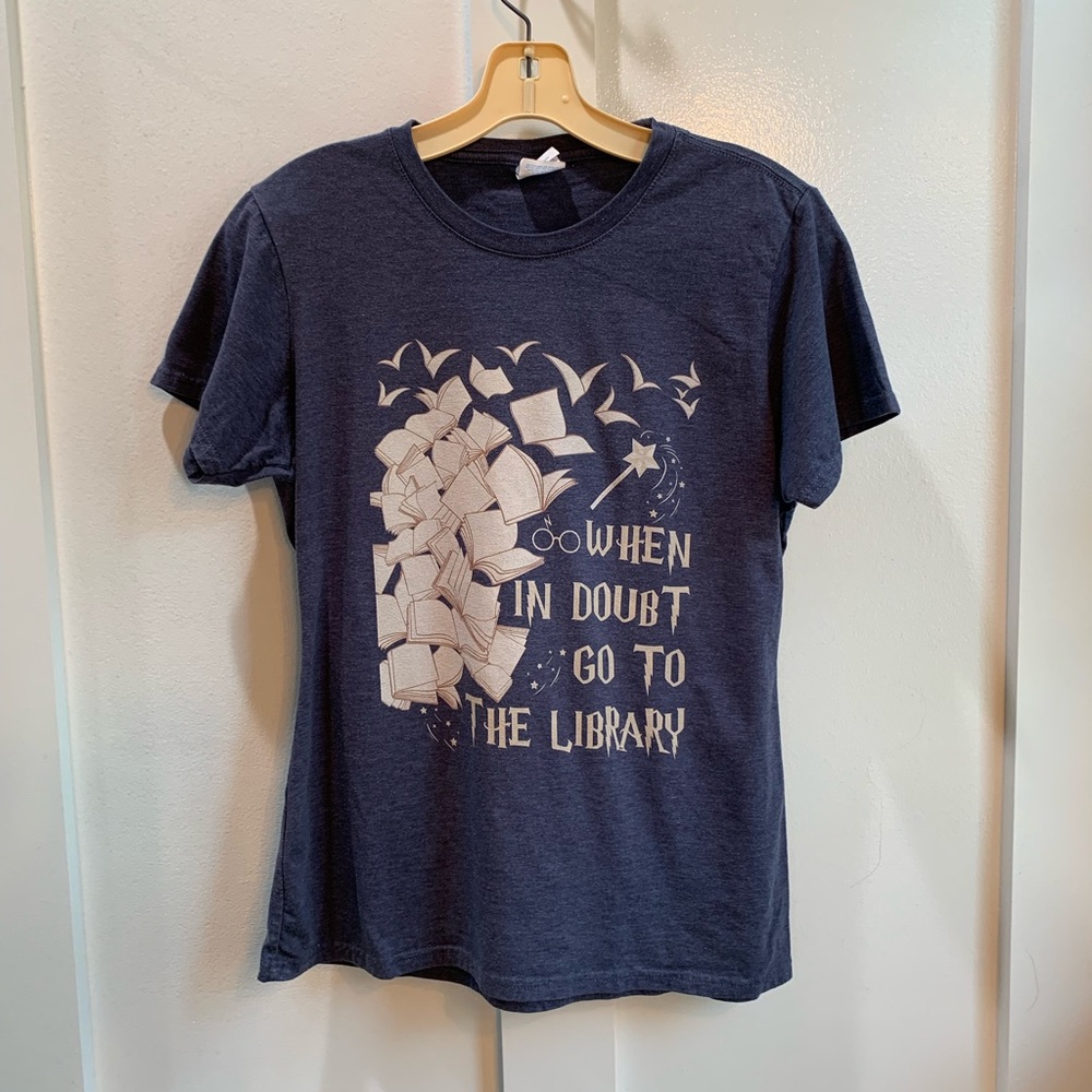 Port & Company Womens M T-shirt w/Harry Potter Library Quote on Front